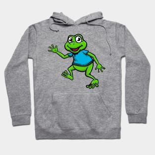 Cute Anthropomorphic Human-like Cartoon Character Frog in Clothes Hoodie